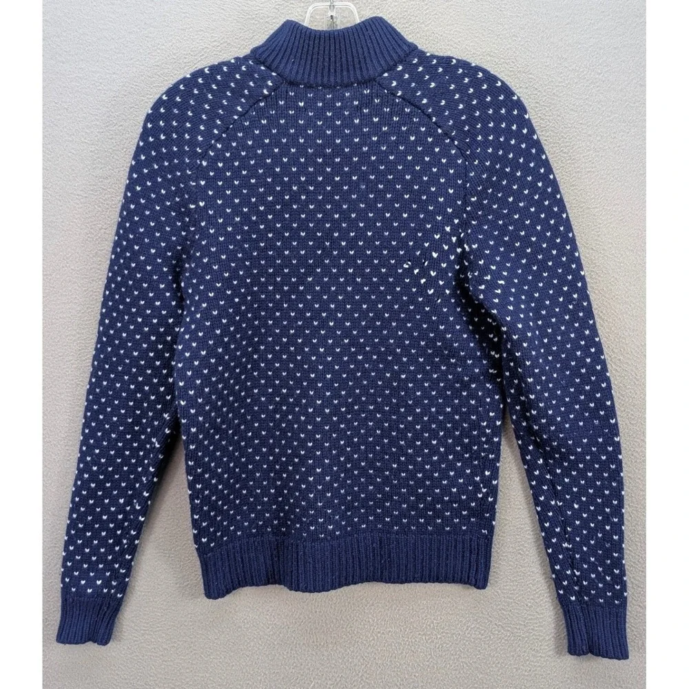 Blue Birdseye Cashmere Sweater Men's Sz S Buttons Mock Neck Pullover Knit Preppy